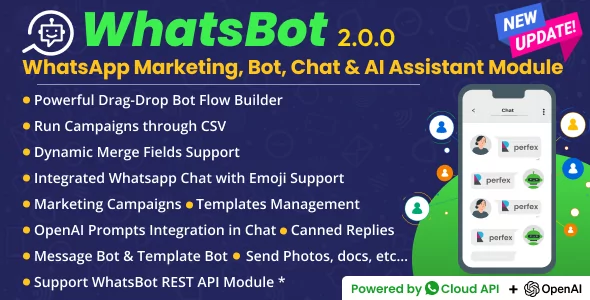 WhatsBot - WhatsApp Marketing, Bot, Chat & AI Personal Assistant Module for Perfex CRM